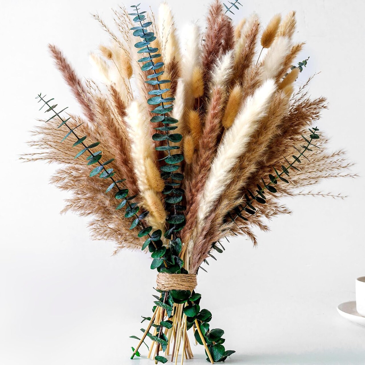Kocat Breathtaking Boho Centerpieces for Tables & Floors - Luxurious Dried Floral Arrangement, Exquisite Fall Grass Decor, & Stylish Olive Green Wall Décor
